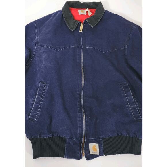 Vintage Carhartt Mens XL Blue Santa Fe Work Jacket Red Quilt Lined J14 Y2K USA - Picture 15 of 15